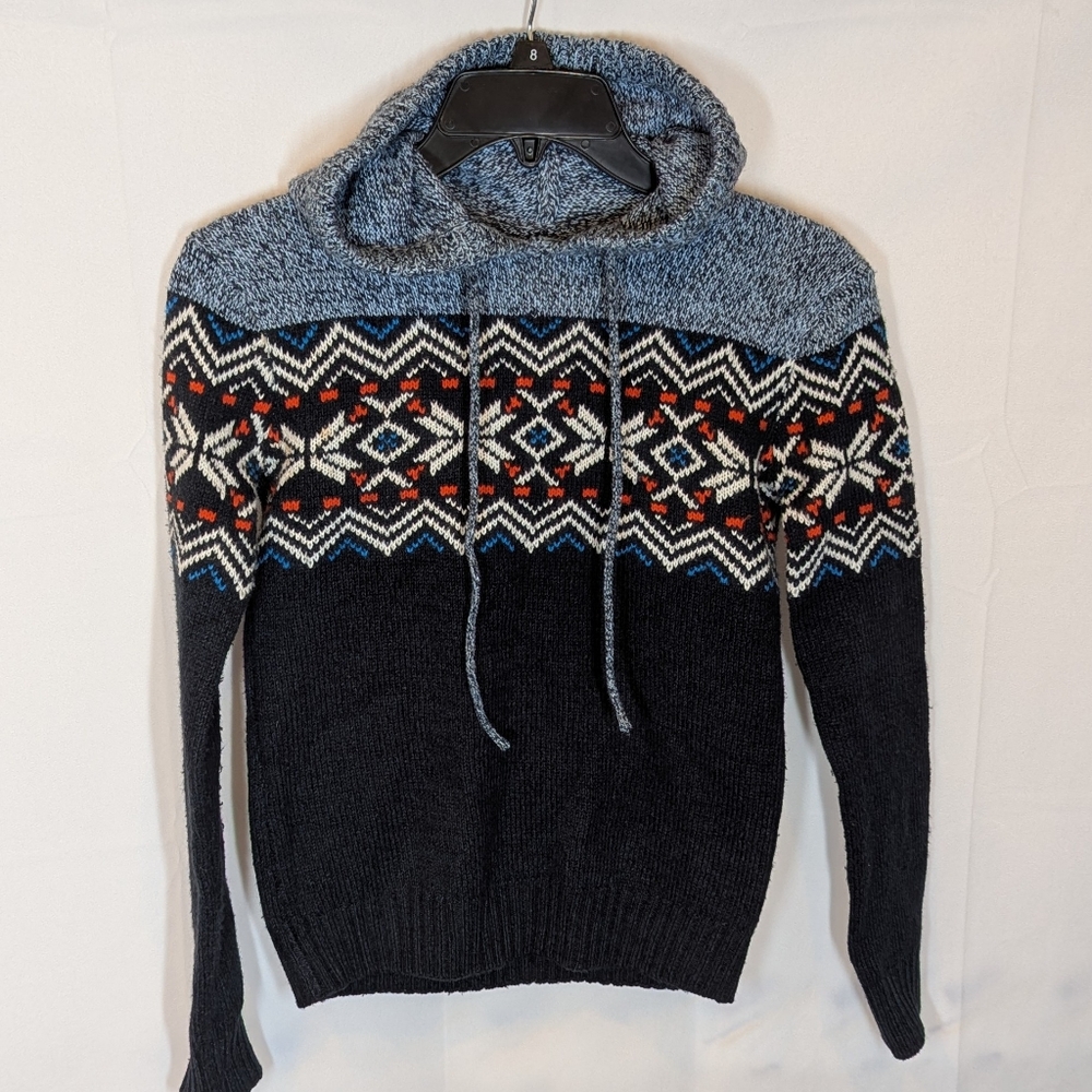 Survival Gear Boys Navy Blue Knitted Hoodie Sweater Nordic Style, size S